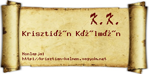 Krisztián Kálmán névjegykártya