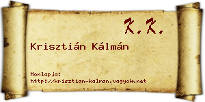 Krisztián Kálmán névjegykártya